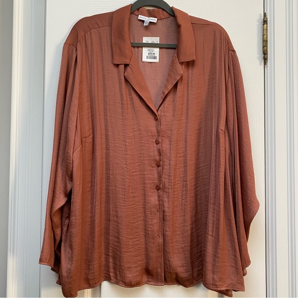 Maison D’Amelie Tops - Maison d'Amelie Button-Up Oversized Blouse - Plus Size